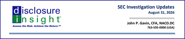 SEC Investigation Updates: August 31, 2026 (re-send)