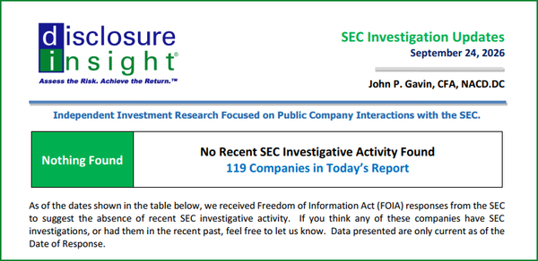 SEC Investigation Updates - September 24, 2026