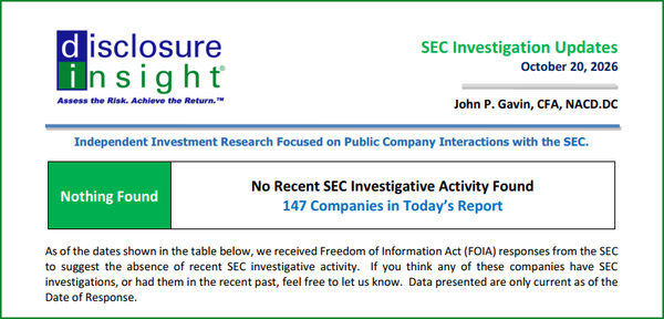 SEC Investigation Updates - October 20, 2026