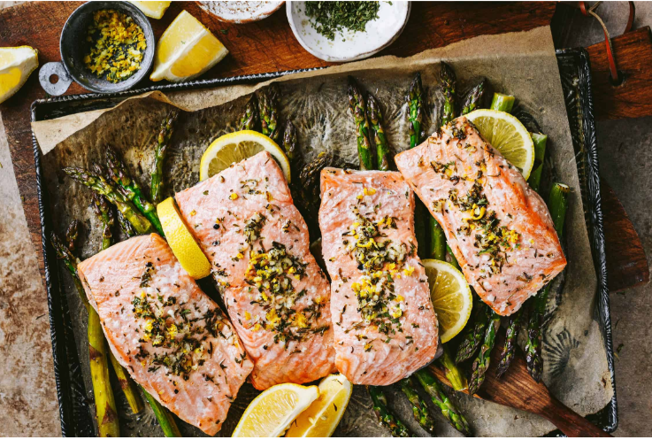 Sheet-Pan Garlic Butter Lemon Herb Salmon & Asparagus