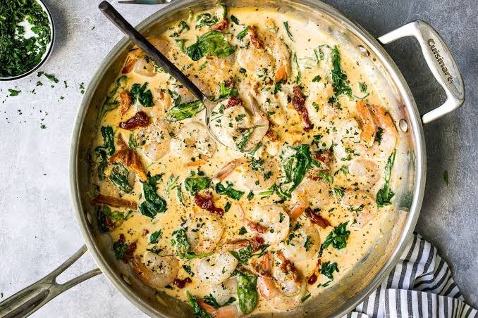 High-Protein Creamy Tuscan Garlic Shrimp
