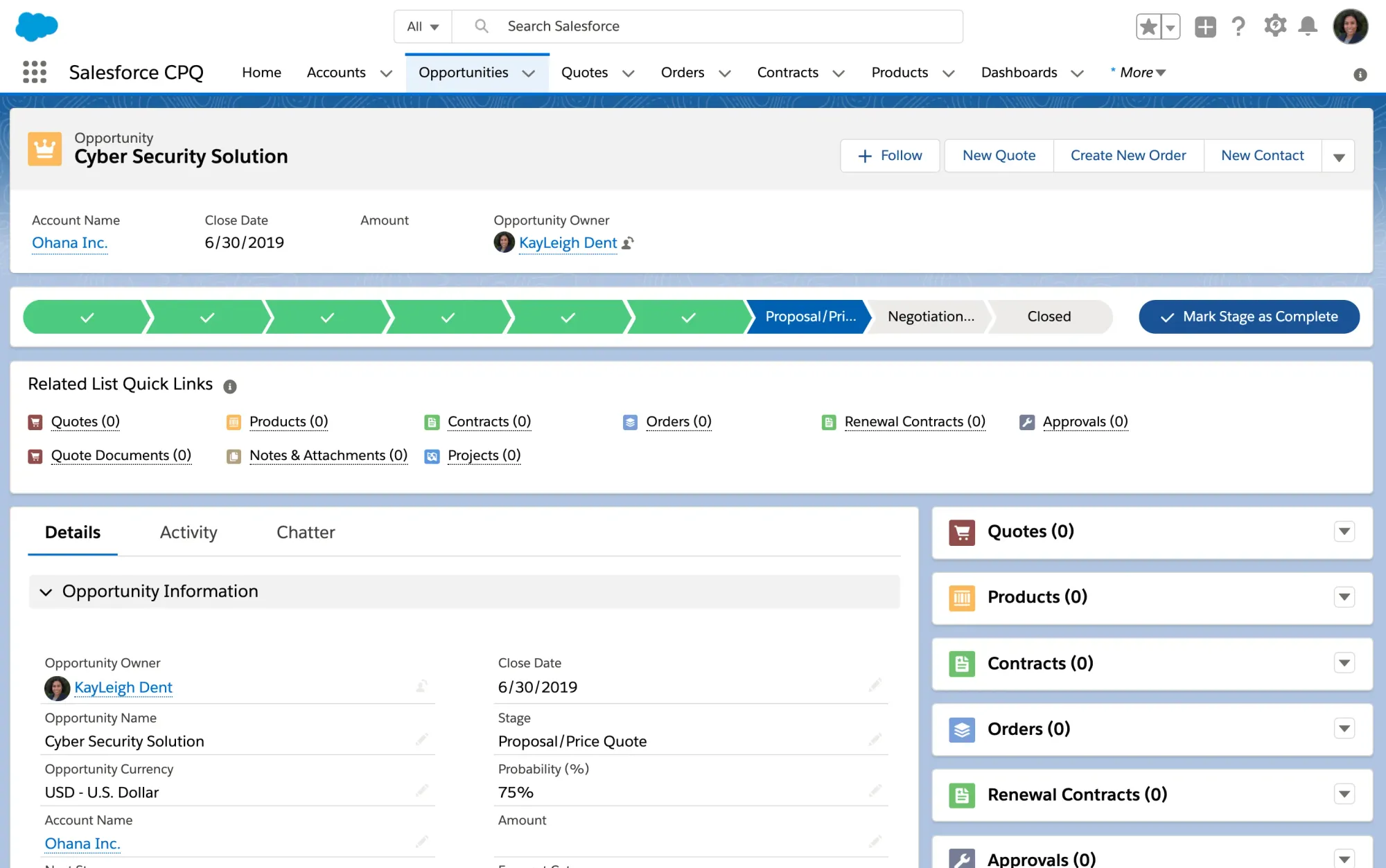CPQ in Salesforce.