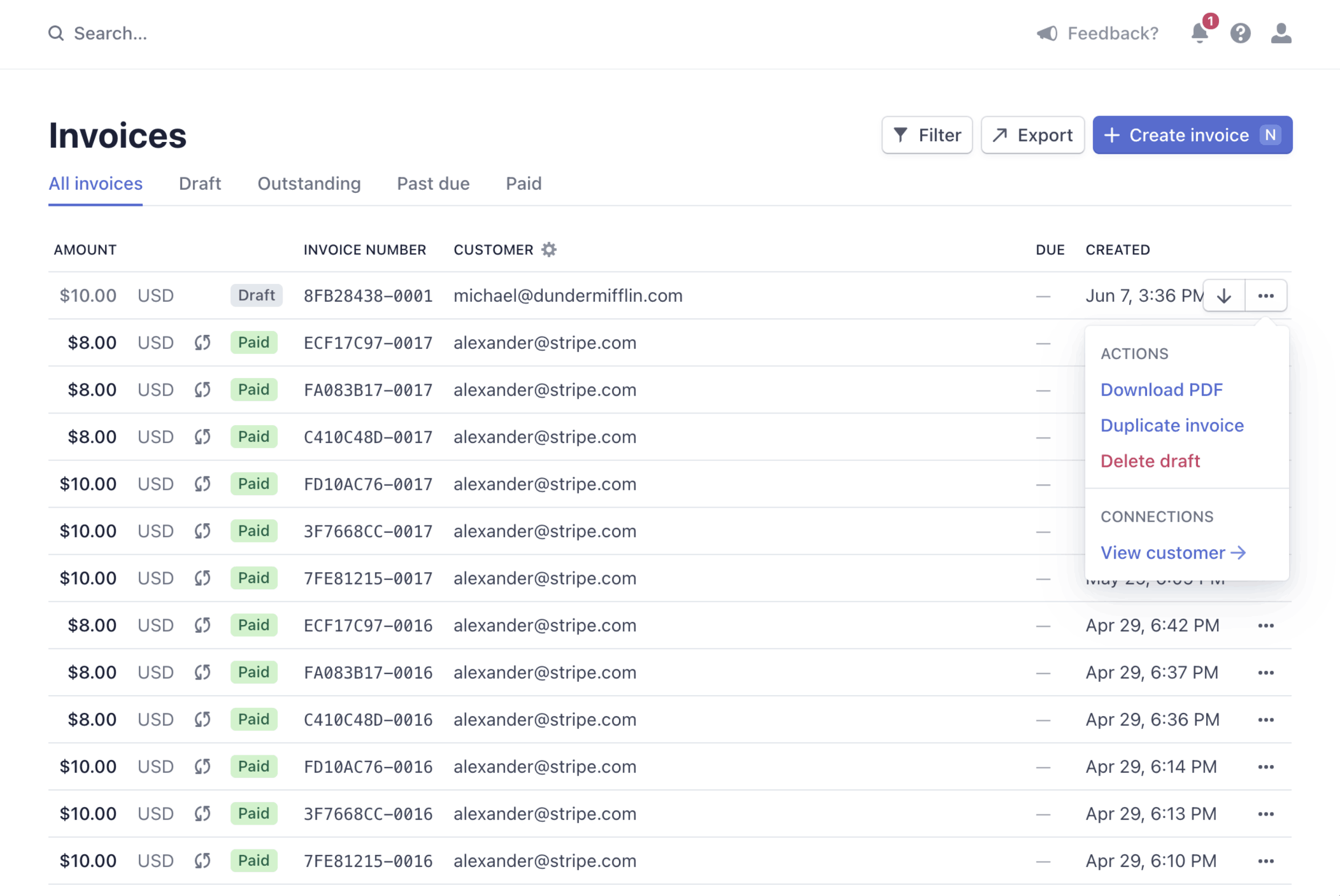 Invoices in Stripe Billing.