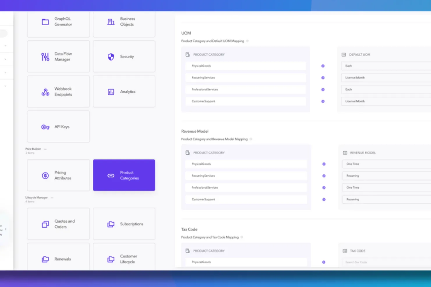 Setting up product categories in Nue.
