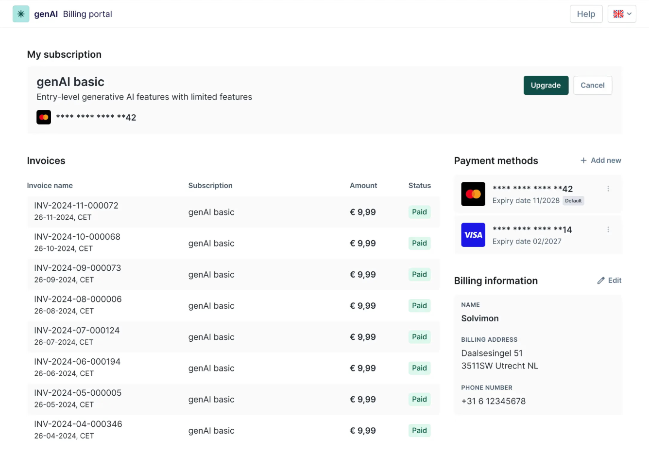 Solvimon billing portal.