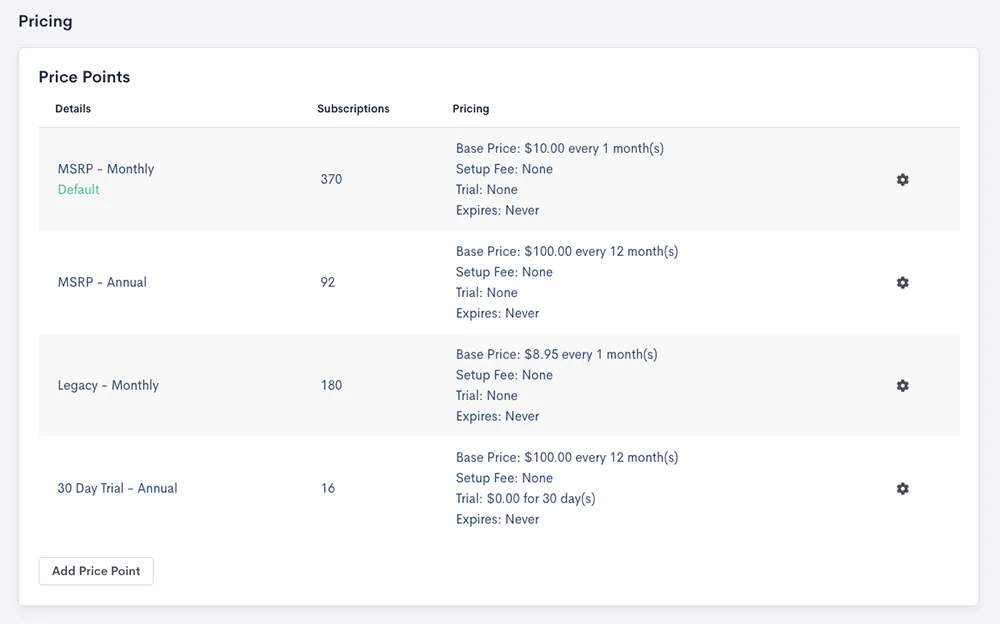 Pricing setup in Maxio.