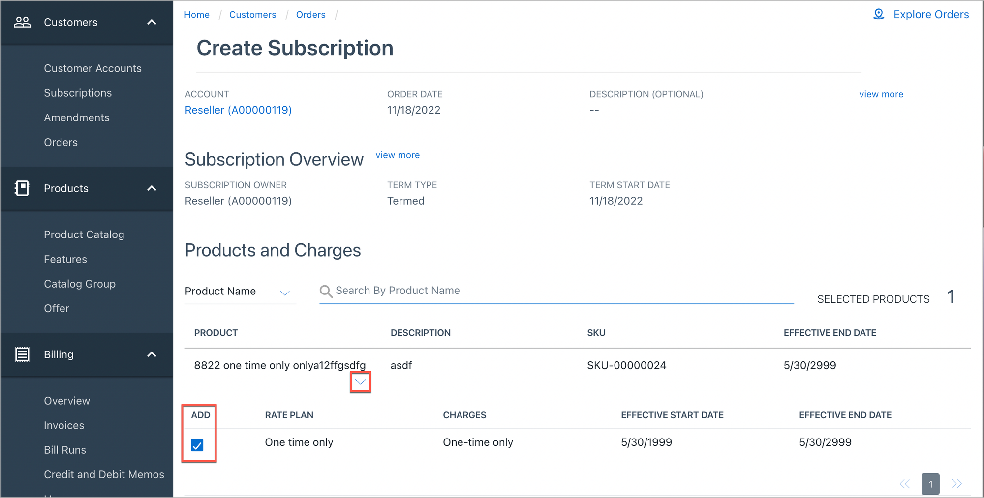 Create a subscription in Zuora.