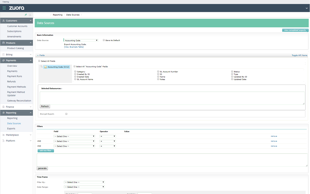 Setting up data sources in Zuora.