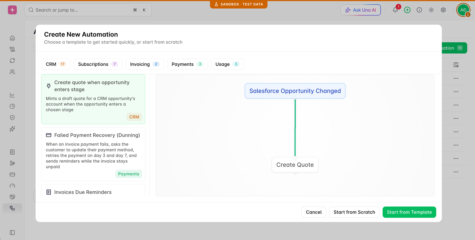 Create a new automation starting from a template.
