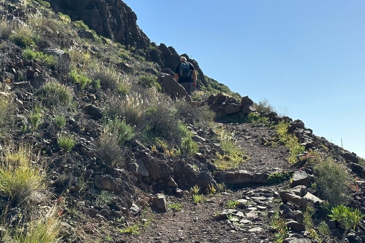 A Rocky Trail Is The Return Climb Up Cliff Slope From Beach La Gomera Hiking To Playa De La Guancha From San Sebastian Canary Islands Spain