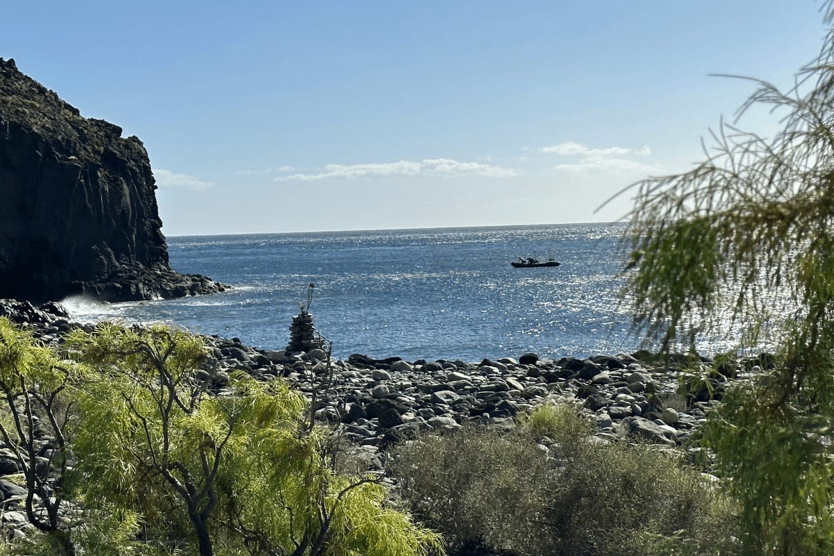 Playa De La Guancha La Gomera Near San Sebastian Also Known As Guancha Beach Canary Islands Spain Pebble Volcanic Beach With Blue Sea Blue Sky And Dramatic Cliffs