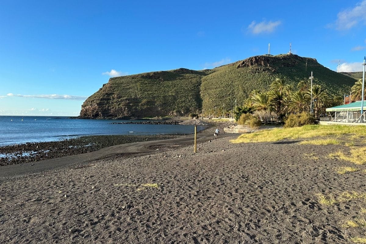 Volcanic Playa De San Sebastian At La Gomera Canary Islands Spain With Steep Cliffs In The Background