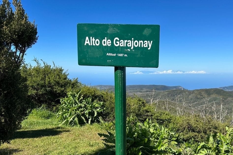 Trail sign for the alto de garajonay. The Winter Weather In La Gomera Makes It Perfect for Hiking.
