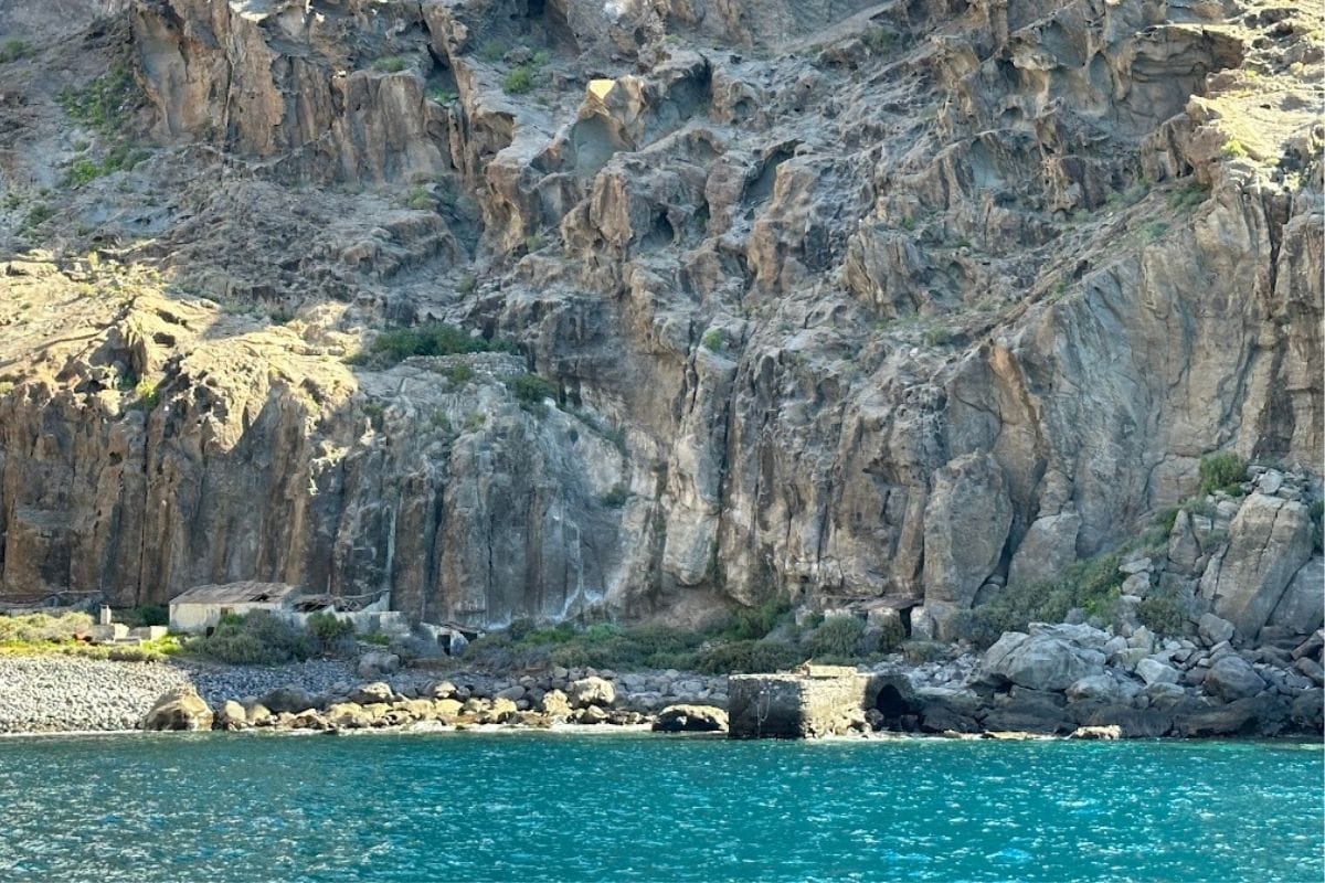Interesting Rock Formations In The Cliffs At Playa De La Cantera La Gomera Canary Islands Spain With Blue Sea In Foreground One Of The Best La Gomera Beaches 