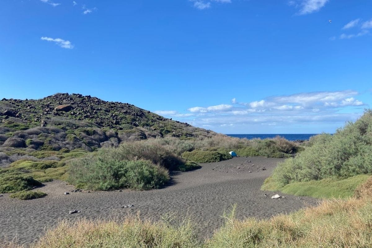Sand Dunes And Sandy Beach With Sea In The Background At Playa Del Ingles La Gomera At Valle Gran Rey Canary Islands Spain