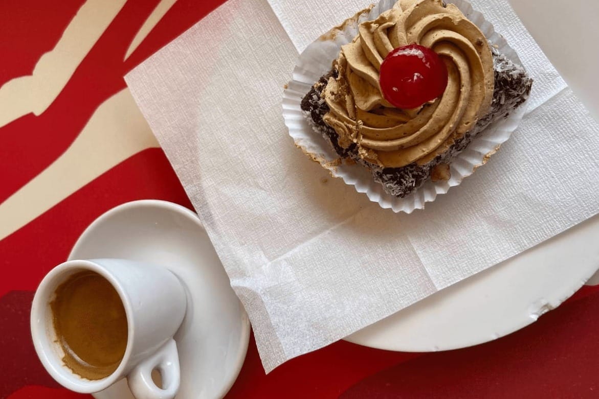 coffee and cake at a reastaurant in hermigua la gomera canary islands spain