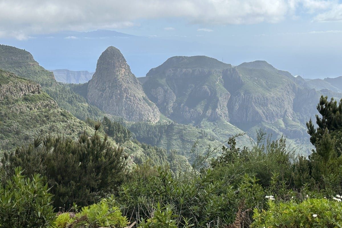 Spectacular View Of Roque Agando From Hike On Montana De Las Negrinas From Pajarito La Gomera Canary Islands Spain Green Bush