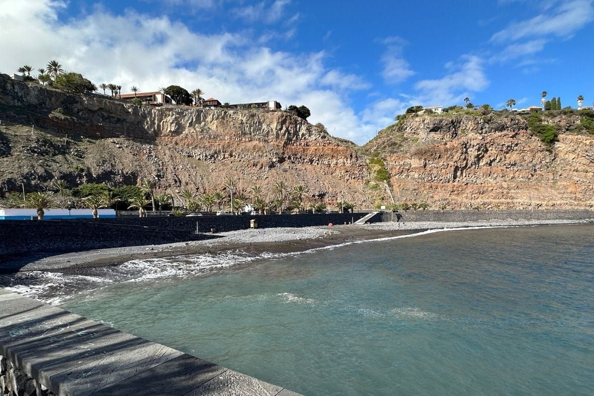 Playa De La Cueva La Gomera At San Sebastian Also Known As Cueva Beach Canary Islands Spain Pebble Volcanic Beach With Blue S