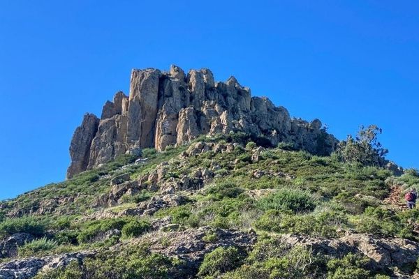 View Of Trail To Steep Rocks On Sunny Day La Gomera Hiking To La Fortaleza De Chipude Canary Islands Spain