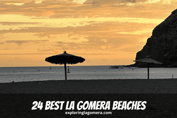 A Sandy Volcanic Beach At Sunset With Rocky Cliffs And Umbrella Shades At Playa De San Sebastian One Of The Best La Gomera Be