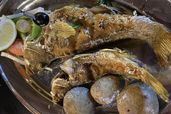 fish served in a restaurant in san sebastian de la gomera spain