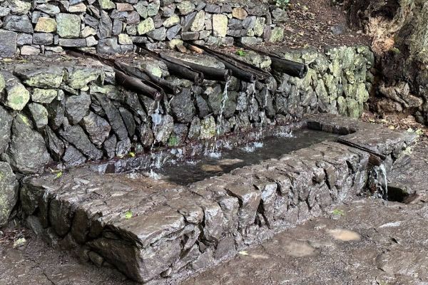 Mystical Spring Water Runs From Pipes Called Chorros De Epina La Gomera Canary Islands Spain