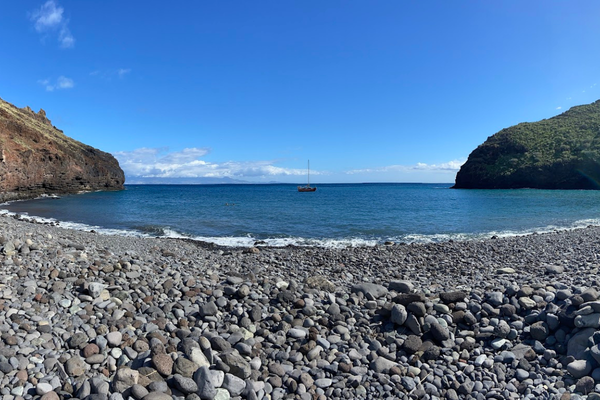 Playa De Avalos Also Known As Avalos Beach La Gomera Canary Islands Spain Pebble Volcanic Beach With Blue Sea Blue Sky And Dr