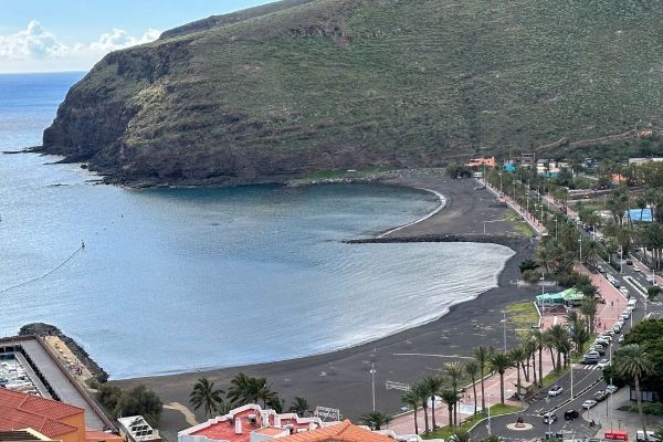 View Of Playa De San Sebastian And Promenade At La Gomera Canary Islands Spain From North Cliff Above Town