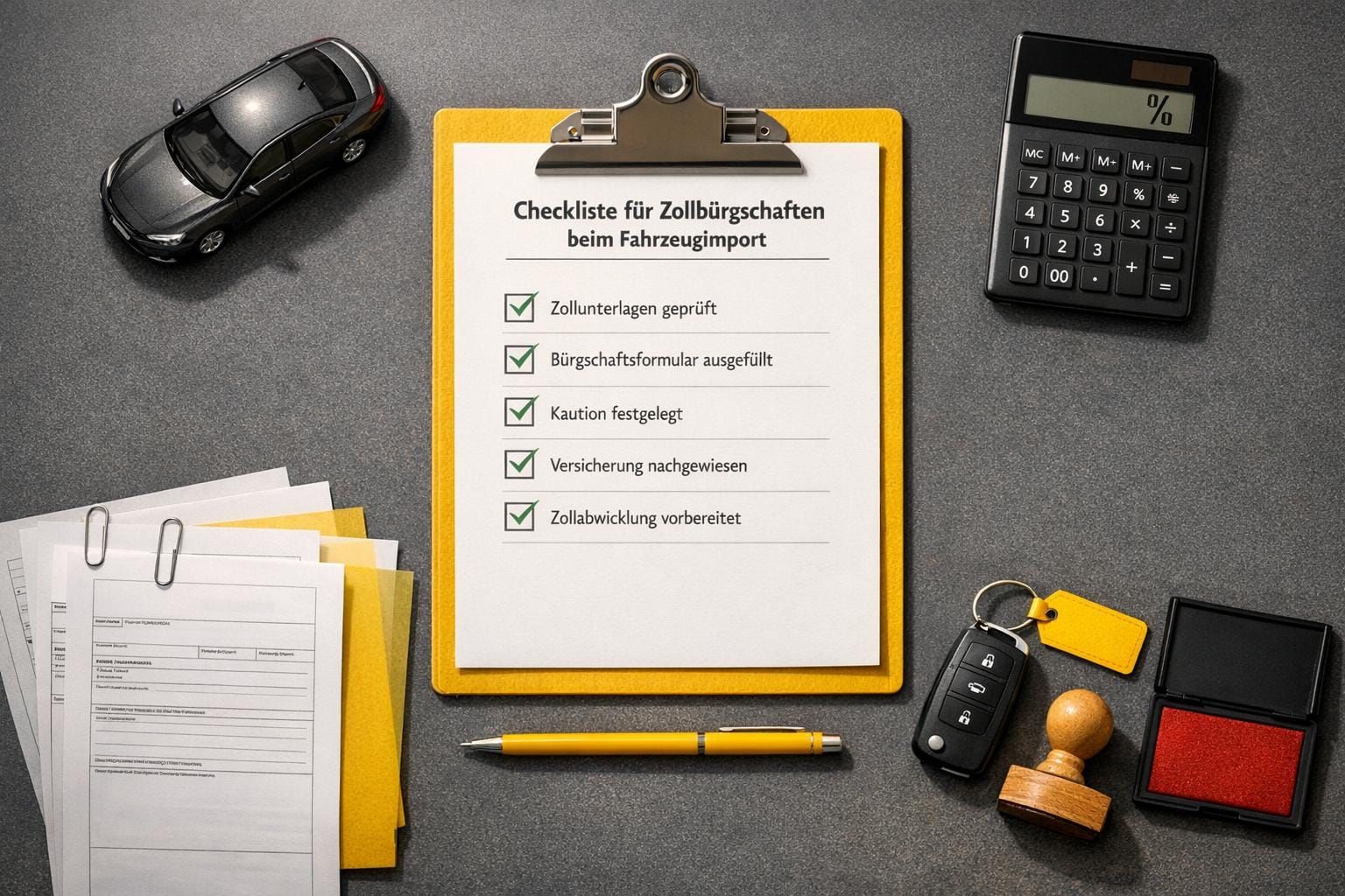 Checkliste für Zollbürgschaften beim Fahrzeugimport