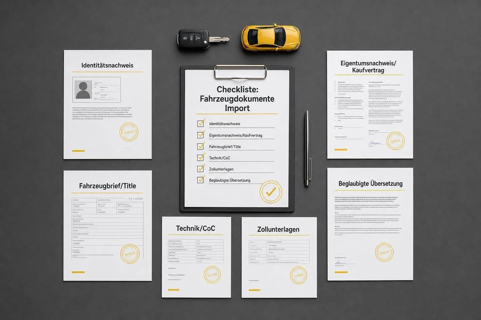 Checkliste: Fahrzeugdokumente für den Import vorbereiten