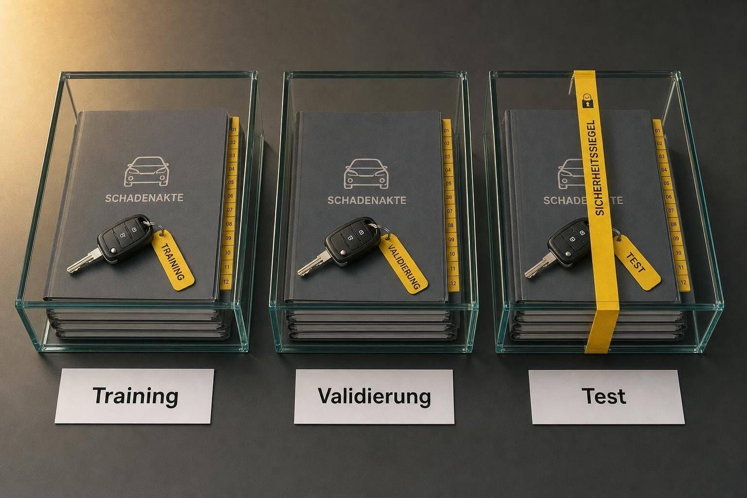 Wie trennen Trainings-, Test- und Validierungsdaten Schäden sauber?