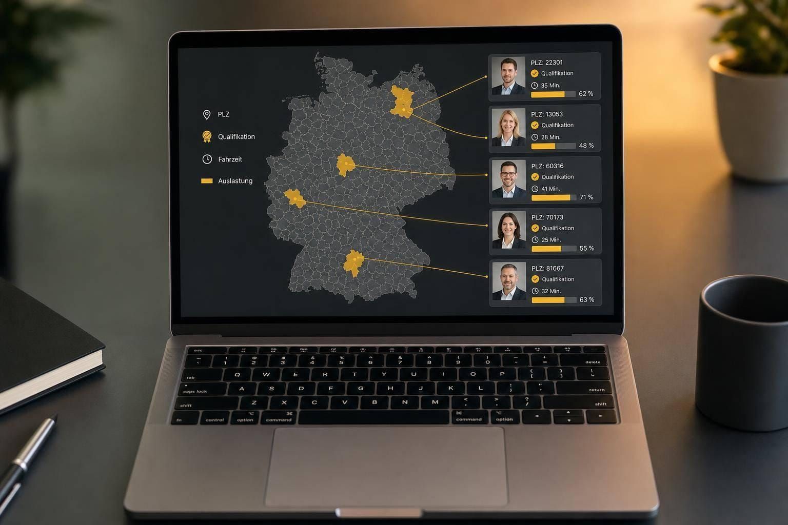 Wie verteilt Software Gutachter nach Region und Auslastung?