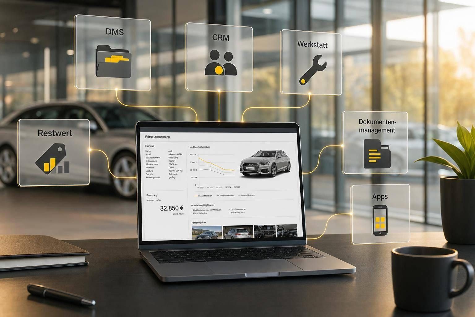 Welche Systeme koppelt Bewertungssoftware im Autohaus?
