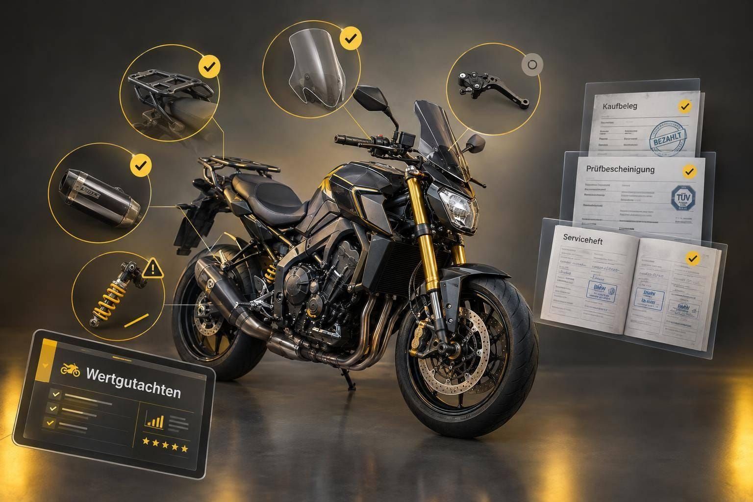 Wie wirkt Zubehör auf Motorrad Wertgutachten?
