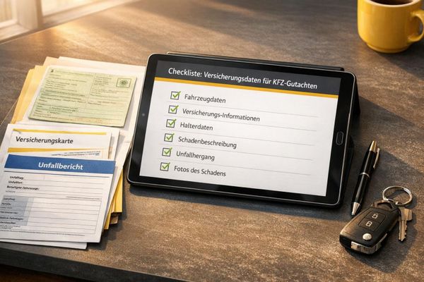 Checkliste: Versicherungsdaten für KFZ-Gutachten