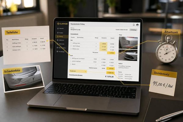 Wie prüft Claims Software Reparaturkosten?