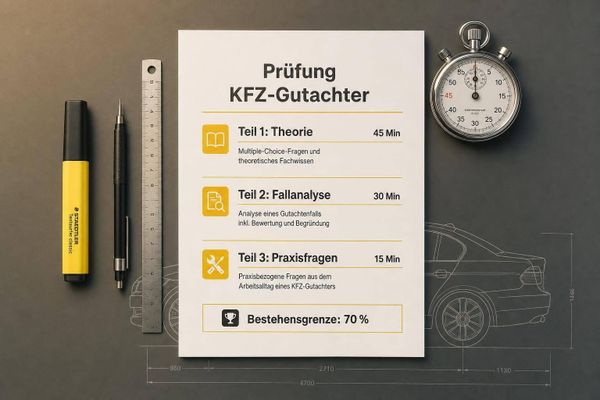 Wie gliedert sich Prüfung für KFZ Gutachter?
