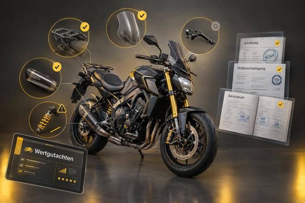 Wie wirkt Zubehör auf Motorrad Wertgutachten?