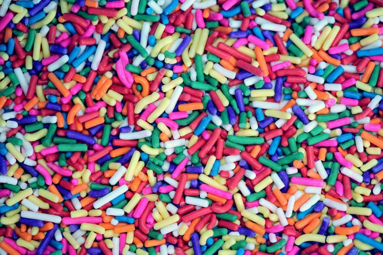 Close up of rainbow sprinkles