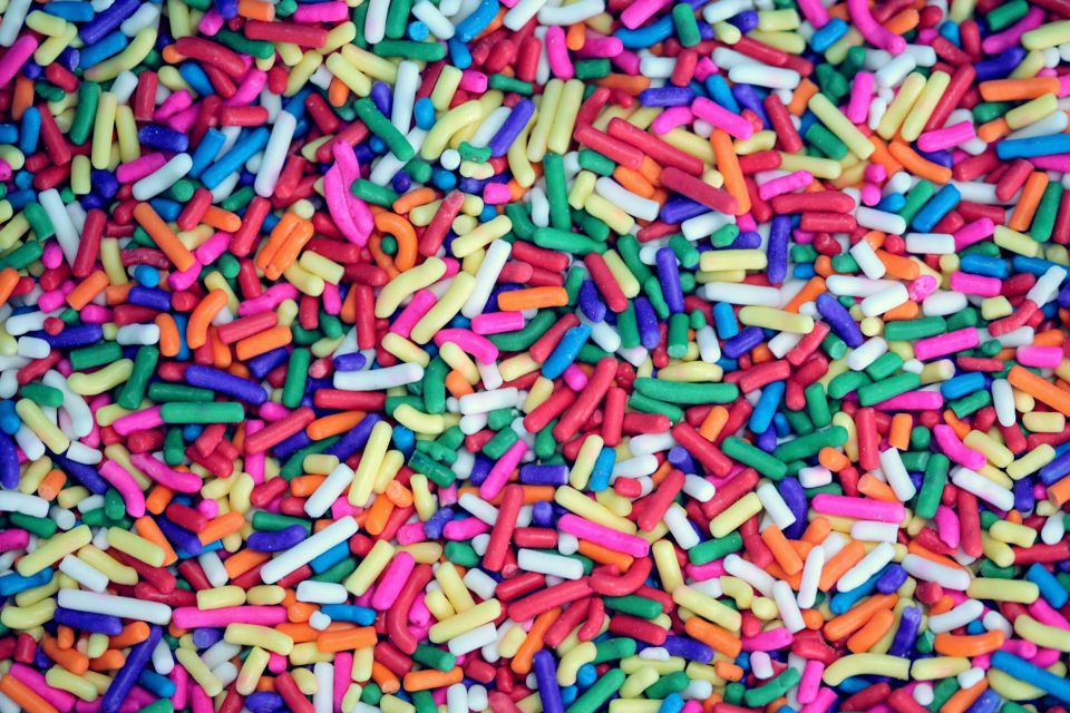 Close up of rainbow sprinkles