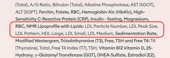 Lab testing from https://www.parsleyhealth.com/labs (Not affiliated)