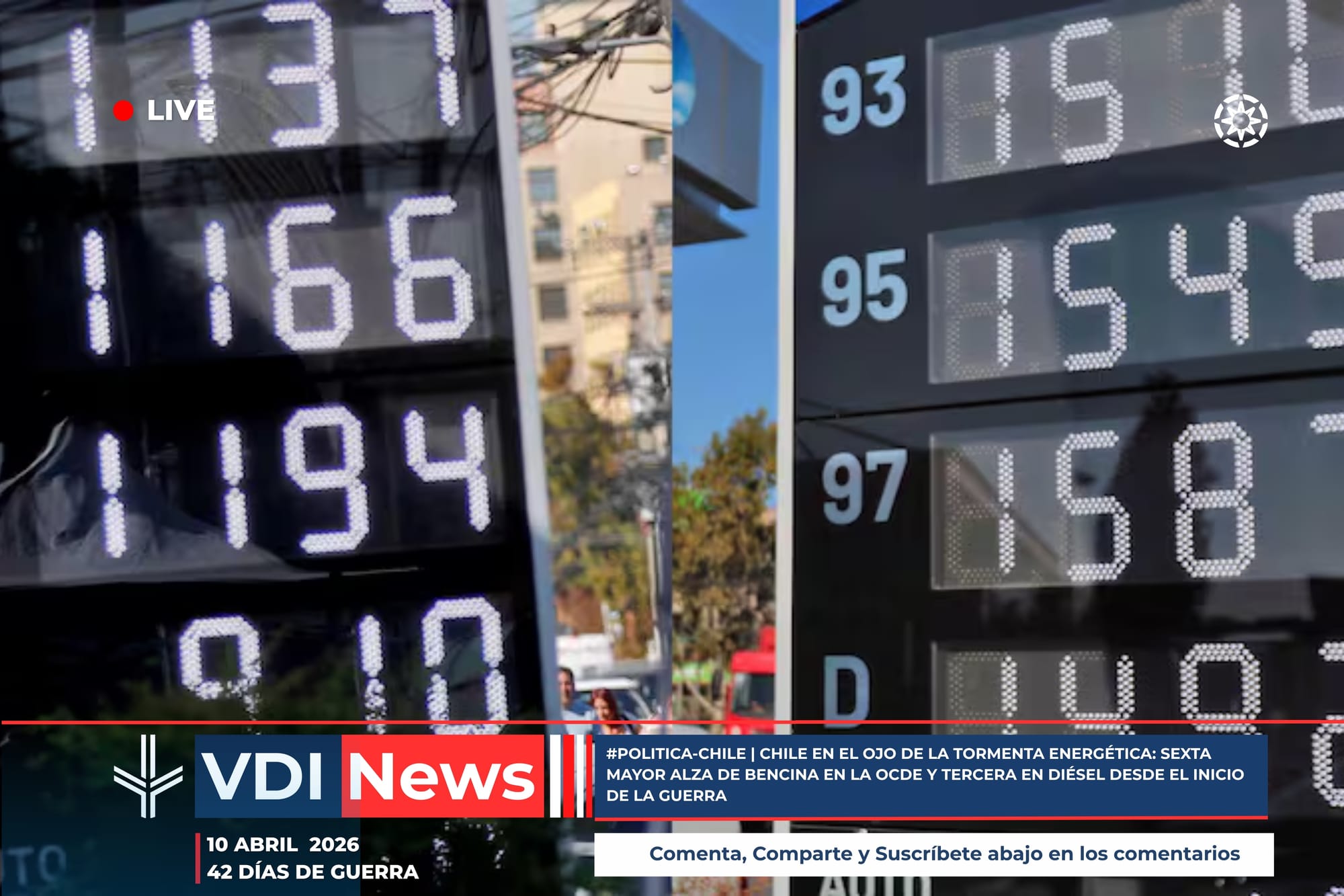 #POLITICA-CHILE | CHILE EN EL OJO DE LA TORMENTA ENERGÉTICA: SEXTA MAYOR ALZA DE BENCINA EN LA OCDE Y TERCERA EN DIÉSEL DESDE EL INICIO DE LA GUERRA