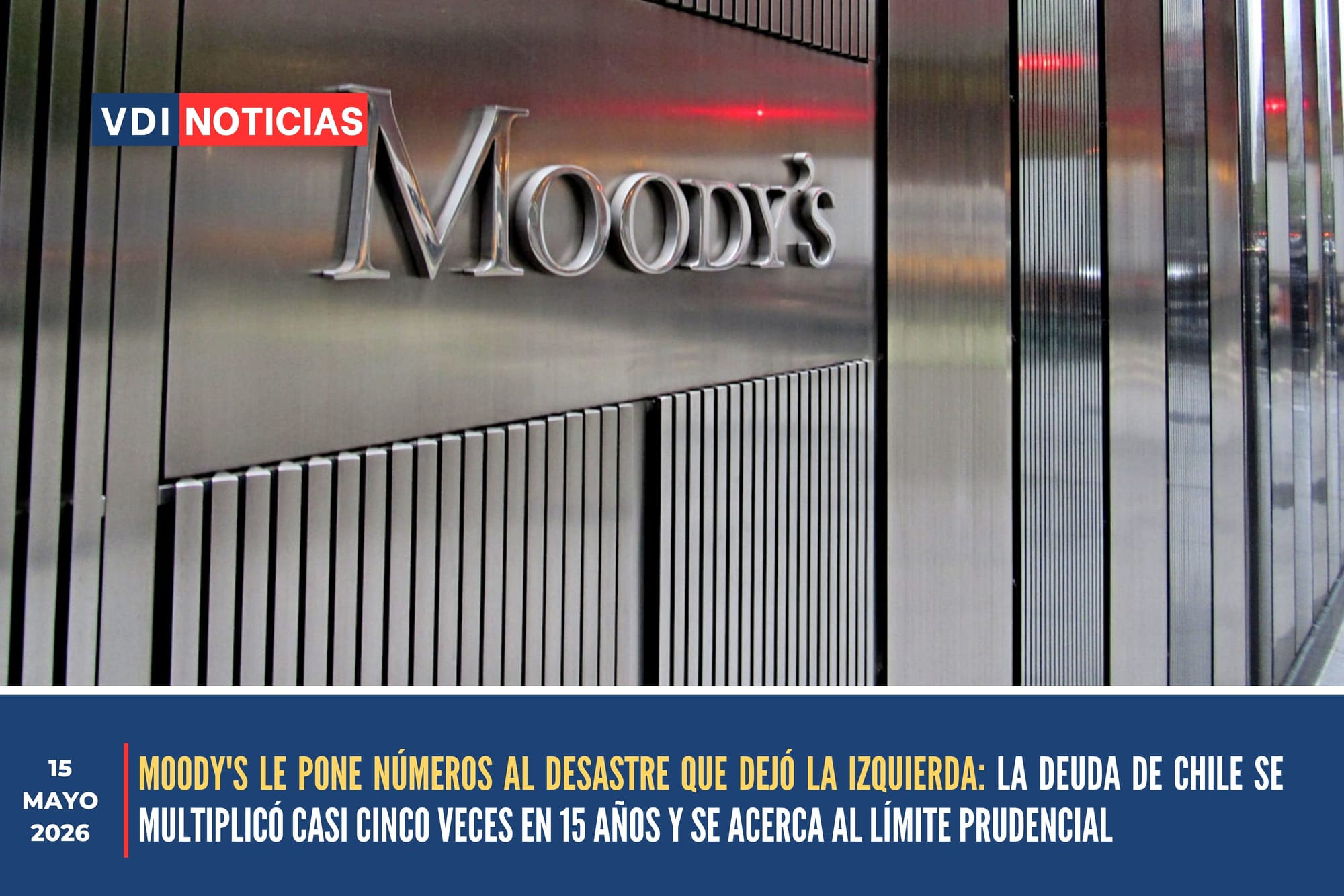 MOODY'S LE PONE NÚMEROS AL DESASTRE QUE DEJÓ LA IZQUIERDA: LA DEUDA DE CHILE SE MULTIPLICÓ CASI CINCO VECES EN 15 AÑOS Y SE ACERCA AL LÍMITE PRUDENCIAL