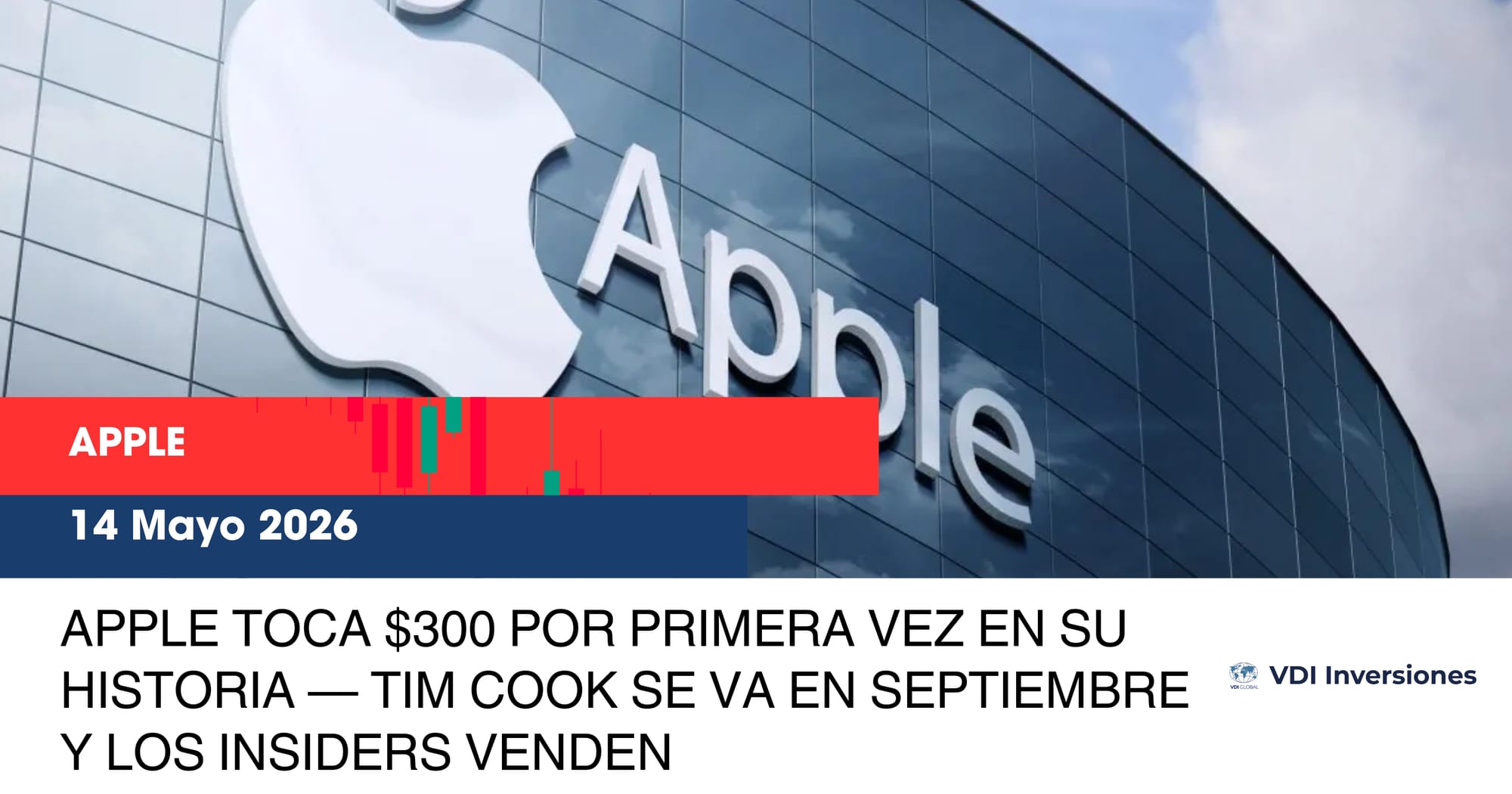APPLE TOCA $300 POR PRIMERA VEZ EN SU HISTORIA — TIM COOK SE VA EN SEPTIEMBRE Y LOS INSIDERS VENDEN