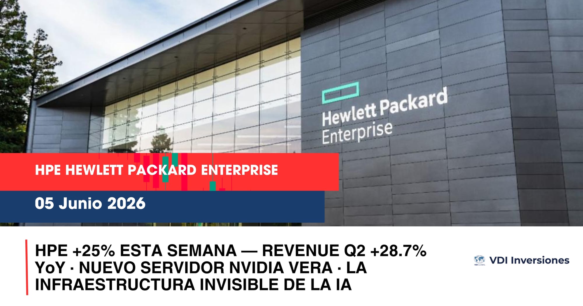 HPE +25% ESTA SEMANA — REVENUE Q2 +28.7% YoY · NUEVO SERVIDOR NVIDIA VERA · LA INFRAESTRUCTURA INVISIBLE DE LA IA