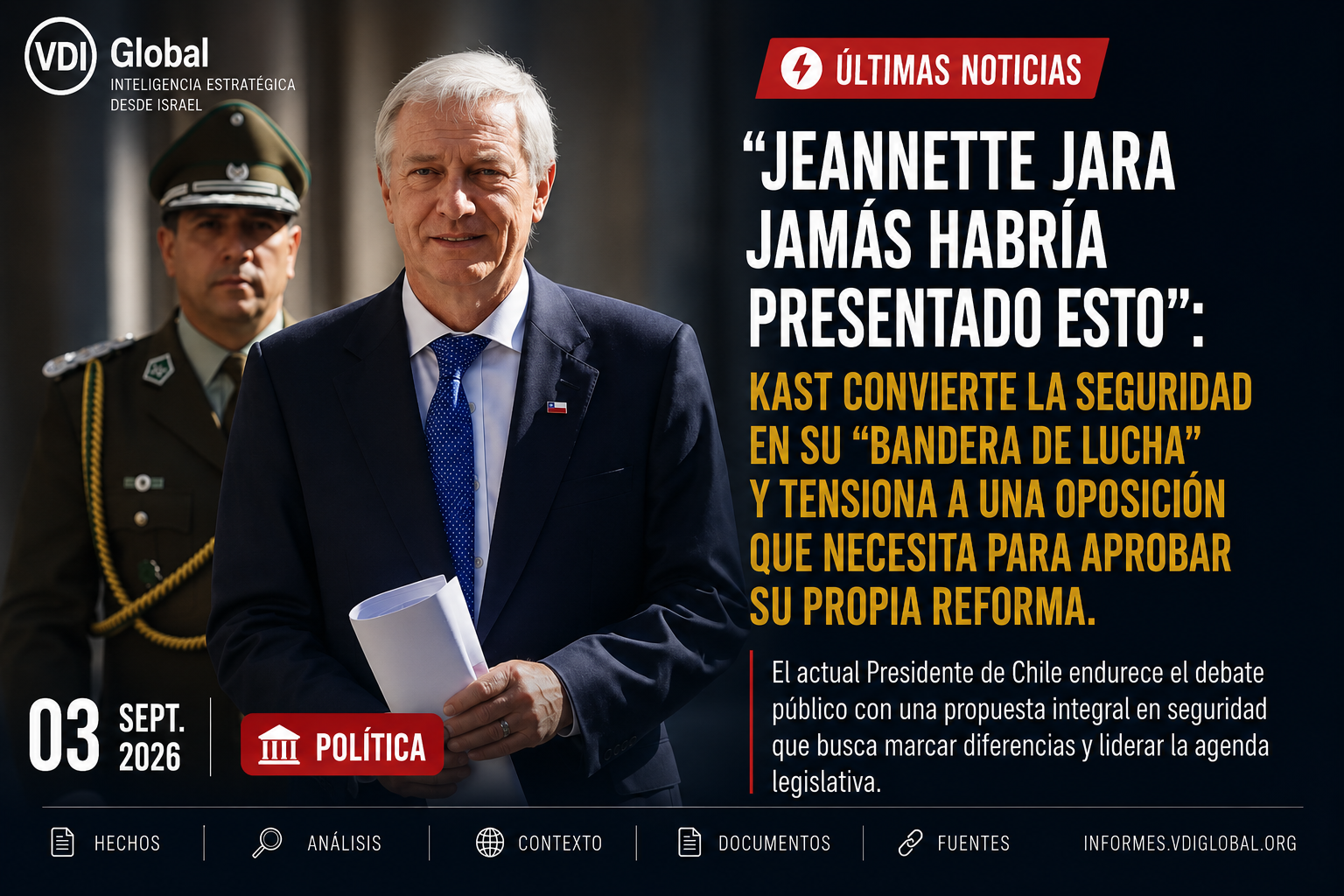 "JEANNETTE JARA JAMÁS HABRÍA PRESENTADO ESTO": KAST CONVIERTE LA SEGURIDAD EN SU "BANDERA DE LUCHA" Y TENSIONA A UNA OPOSICIÓN QUE NECESITA PARA APROBAR SU PROPIA REFORMA