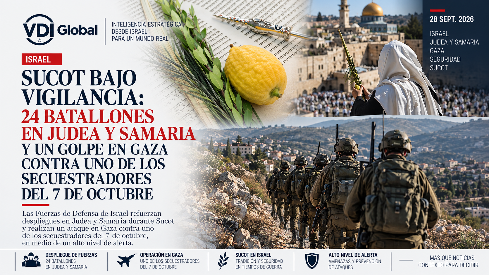 SUCOT BAJO VIGILANCIA: 24 BATALLONES EN JUDEA Y SAMARIA Y UN GOLPE EN GAZA CONTRA UNO DE LOS SECUESTRADORES DEL 7 DE OCTUBRE