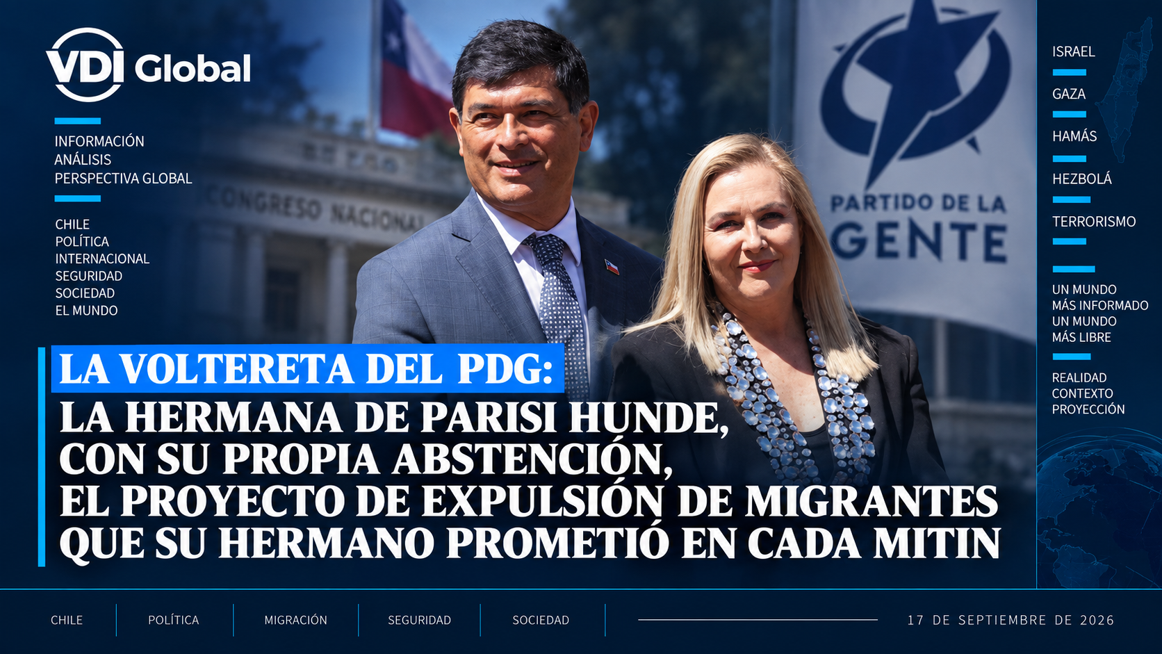 LA VOLTERETA DEL PDG: LA HERMANA DE PARISI HUNDE, CON SU PROPIA ABSTENCIÓN, EL PROYECTO DE EXPULSIÓN DE MIGRANTES QUE SU HERMANO PROMETIÓ EN CADA MITIN