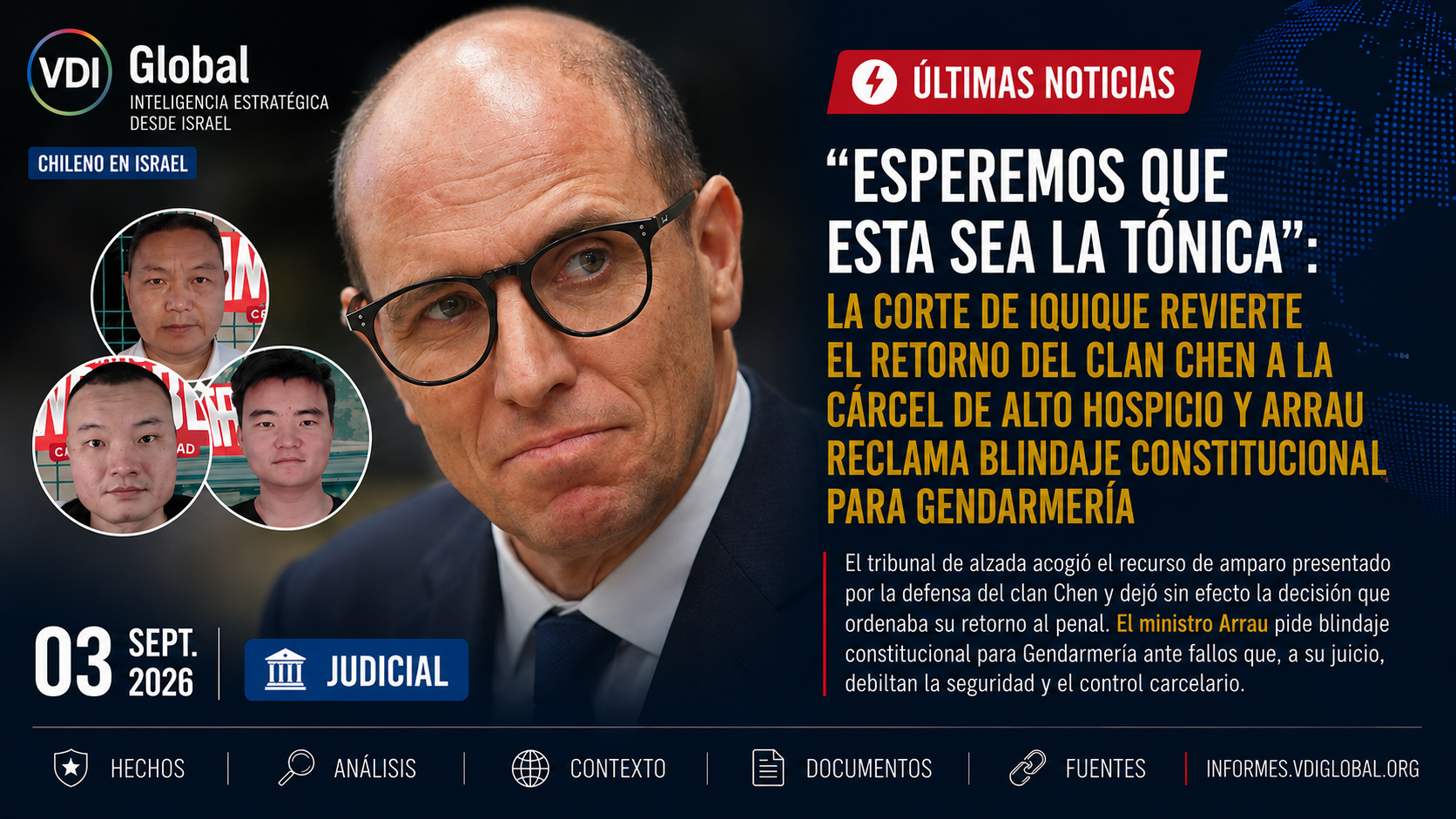 "ESPEREMOS QUE ESTA SEA LA TÓNICA": LA CORTE DE IQUIQUE REVIERTE EL RETORNO DEL CLAN CHEN A LA CÁRCEL DE ALTO HOSPICIO Y ARRAU RECLAMA BLINDAJE CONSTITUCIONAL PARA GENDARMERÍA