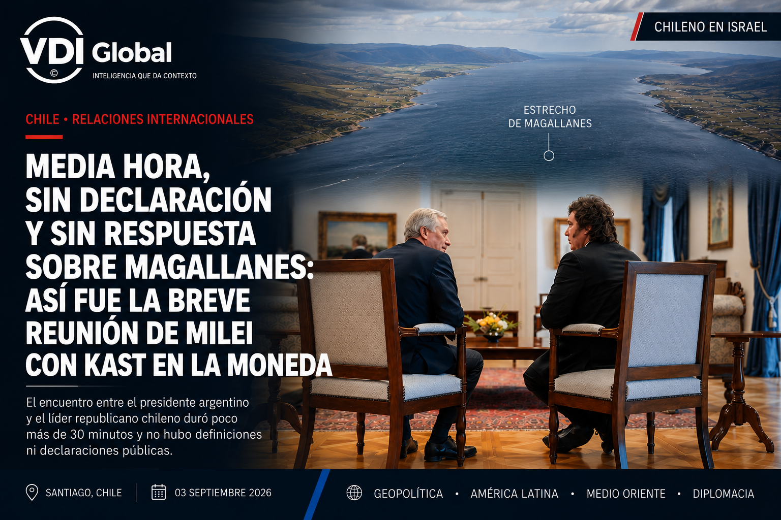 MEDIA HORA, SIN DECLARACIÓN Y SIN RESPUESTA SOBRE MAGALLANES: ASÍ FUE LA BREVE REUNIÓN DE MILEI CON KAST EN LA MONEDA